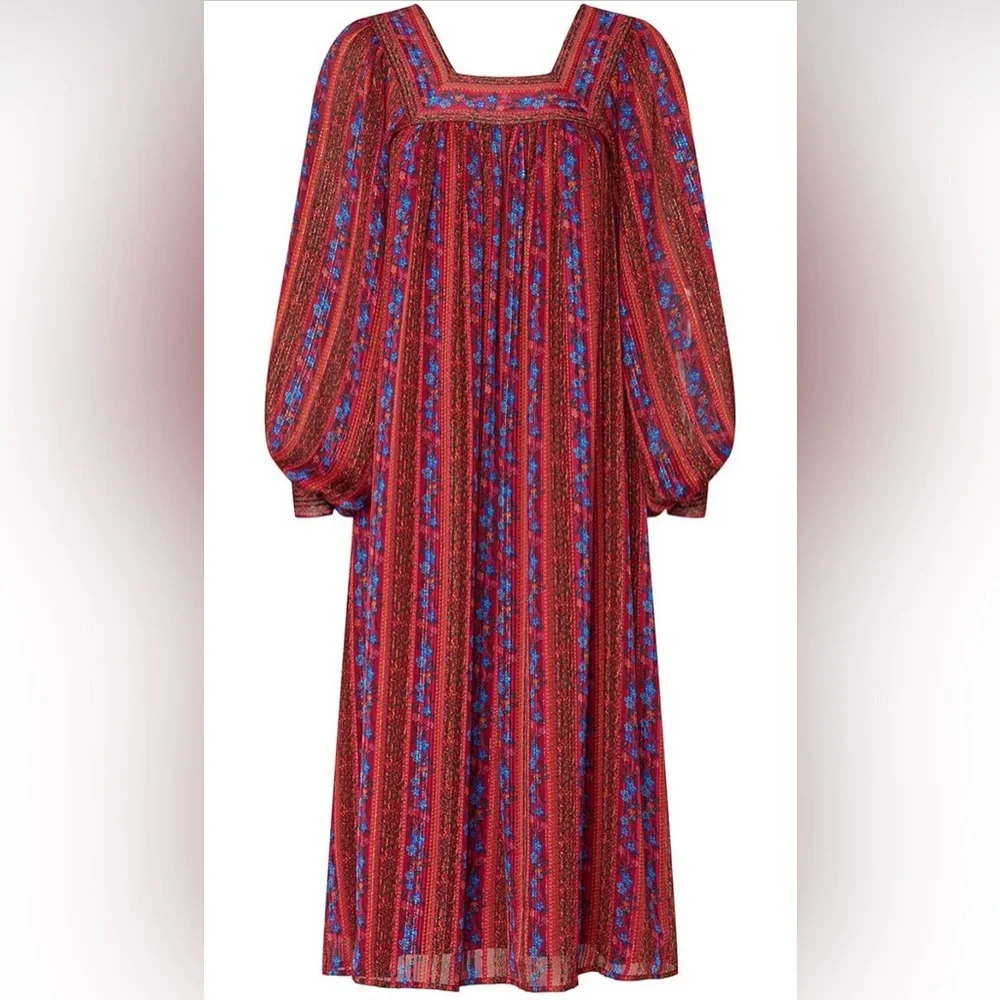 Elegant Red and Blue Women's Dress - Picture 3 of 5